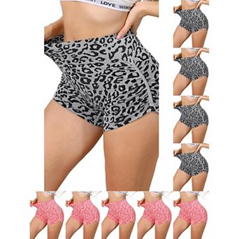10 Packs Women's High Waisted Leopard Print Biker Shorts Tummy Control Fitness Workout Gym Shapewear