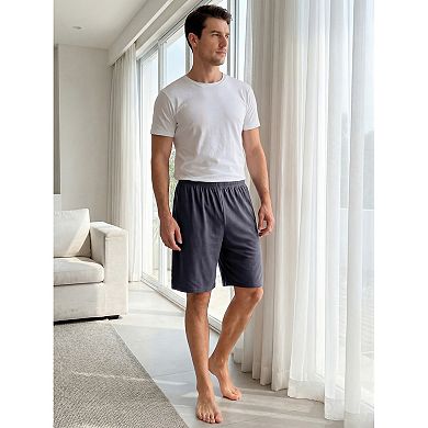 2 Packs Men's Solid Color Comfortable Cotton Lounge Pajama Shorts