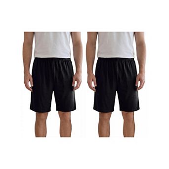 2 Packs Men's Solid Color Comfortable Cotton Lounge Pajama Shorts