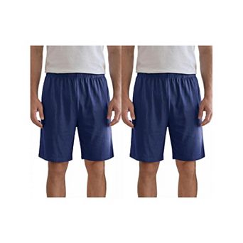 2 Packs Men's Solid Color Comfortable Cotton Lounge Pajama Shorts