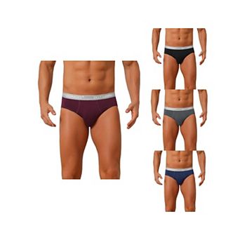 4 Packs Men's Contrast Color Stretch Elastic Waistband Breathable Underwear Briefs