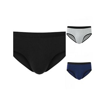 3 Packs Men's Elastic Waist Solid Color Stretch Breathable Lightweight Underwear Briefs