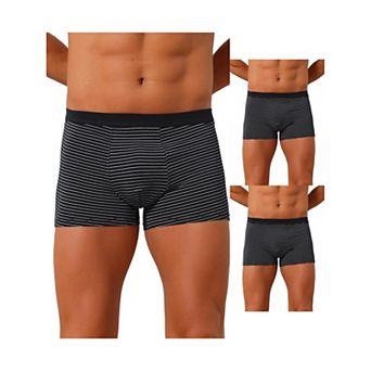 3 Packs Men's Striped Boxer Briefs Mid Waistband Daily Soft Breathable Underwear