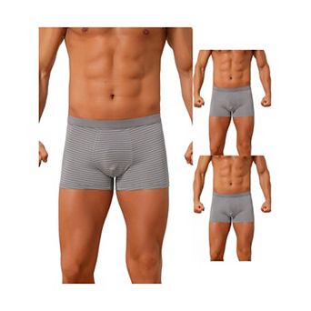 3 Packs Men's Striped Boxer Briefs Mid Waistband Daily Soft Breathable Underwear