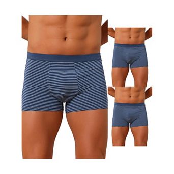 3 Packs Men's Striped Boxer Briefs Mid Waistband Daily Soft Breathable Underwear
