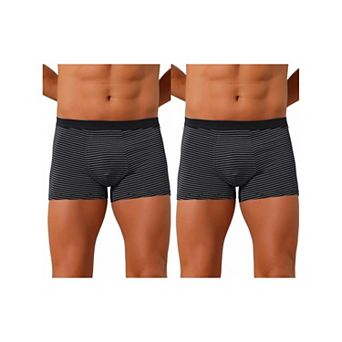 2 Packs Men's Striped Boxer Briefs Mid Waistband Daily Soft Breathable Underwear