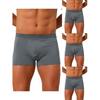 4 Packs Men's Striped Boxer Briefs Mid Waistband Daily Soft Breathable Underwear