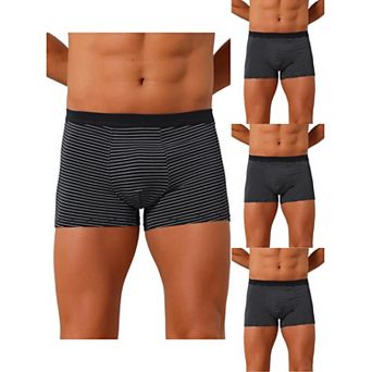 4 Packs Men's Striped Boxer Briefs Mid Waistband Daily Soft Breathable Underwear