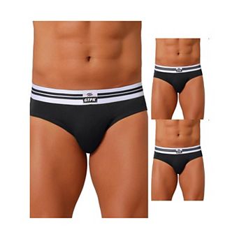3 Packs Men's Triangle Underwear Striped Waistband Mid Waist Soft Breathable Briefs