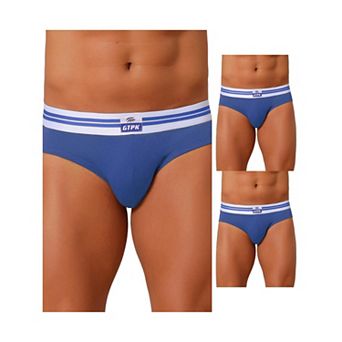 3 Packs Men's Triangle Underwear Striped Waistband Mid Waist Soft Breathable Briefs