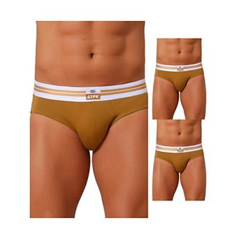 3 Packs Men's Triangle Underwear Striped Waistband Mid Waist Soft Breathable Briefs