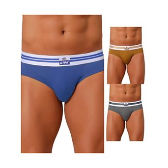 3 Packs Men's Triangle Underwear Striped Waistband Mid Waist Soft Breathable Briefs