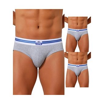 3 Packs Men's Triangle Underwear Striped Waistband Mid Waist Soft Breathable Briefs