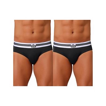 2 Packs Men's Triangle Underwear Striped Waistband Mid Waist Soft Breathable Briefs