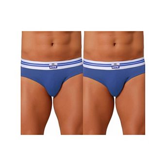 2 Packs Men's Triangle Underwear Striped Waistband Mid Waist Soft Breathable Briefs