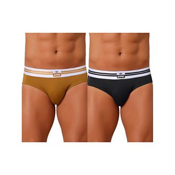 2 Packs Men's Triangle Underwear Striped Waistband Mid Waist Soft Breathable Briefs