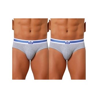 2 Packs Men's Triangle Underwear Striped Waistband Mid Waist Soft Breathable Briefs