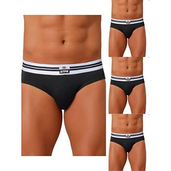 4 Packs Men's Triangle Underwear Striped Waistband Mid Waist Soft Breathable Briefs