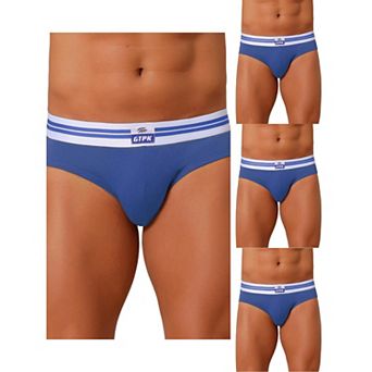 4 Packs Men's Triangle Underwear Striped Waistband Mid Waist Soft Breathable Briefs