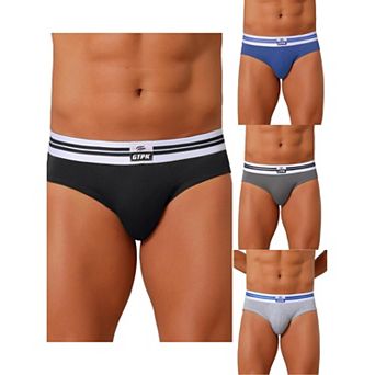 4 Packs Men's Triangle Underwear Striped Waistband Mid Waist Soft Breathable Briefs