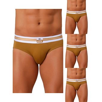 4 Packs Men's Triangle Underwear Striped Waistband Mid Waist Soft Breathable Briefs