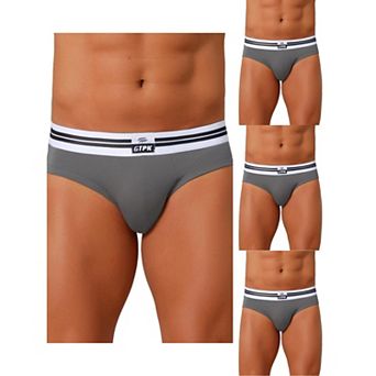4 Packs Men's Triangle Underwear Striped Waistband Mid Waist Soft Breathable Briefs