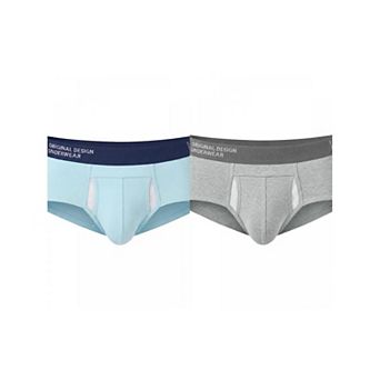 2 Packs Men's Solid Color Stretch Waistband Soft Comfortable Breathable Boxer Briefs
