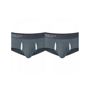 2 Packs Men's Solid Color Stretch Waistband Soft Comfortable Breathable Boxer Briefs