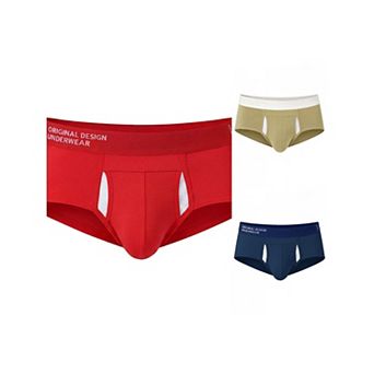 3 Packs Men's Solid Color Stretch Waistband Soft Comfortable Breathable Boxer Briefs