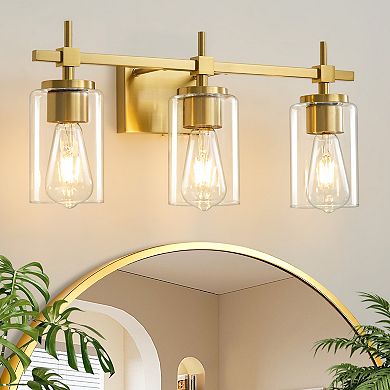 POWLIG 3-Light Vanity Light, 20 inch Modern Bathroom or Bedroom Mirror Light With Glass Shade