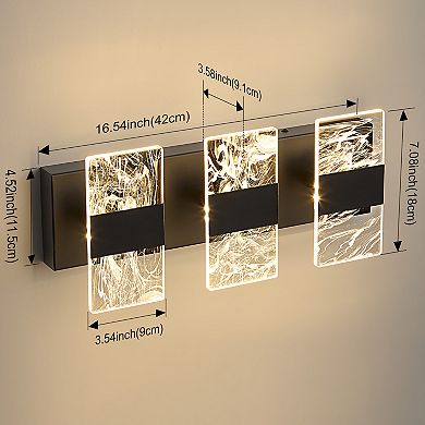 POWLIG 16.54" Dimmable LED Vanity Light,Modern 3-Light Bathroom Wall Light for Mirror Illumination