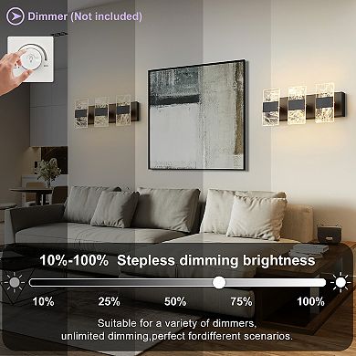 POWLIG 16.54" Dimmable LED Vanity Light,Modern 3-Light Bathroom Wall Light for Mirror Illumination