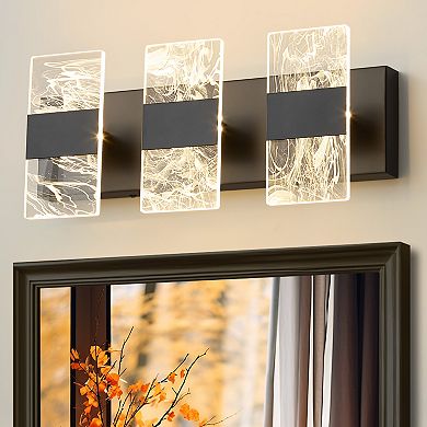 POWLIG 16.54" Dimmable LED Vanity Light,Modern 3-Light Bathroom Wall Light for Mirror Illumination