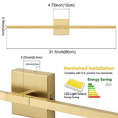 POWLIG 31.5-Inch Modern Black LED Wall Sconce - 24W 5-Color Temperature Dimmable