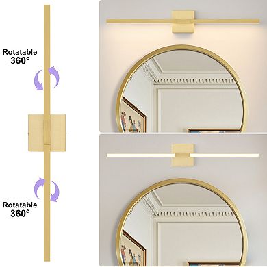 POWLIG 31.5-Inch Modern Black LED Wall Sconce - 24W 5-Color Temperature Dimmable