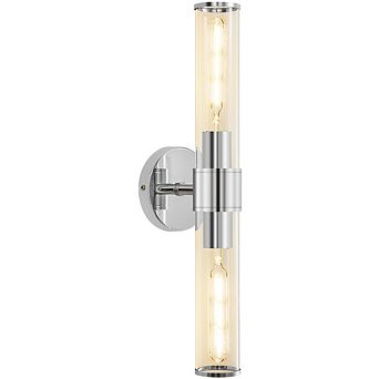 POWLIG 19.84" Modern Wall Sconce,2-Light Dimmable Bathroom Vanity Light with Transparent Glass Shade