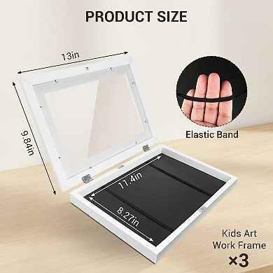 Magnetic Rotate A4 Wooden Picture Frame Set of 3 Multi-Functional Display
