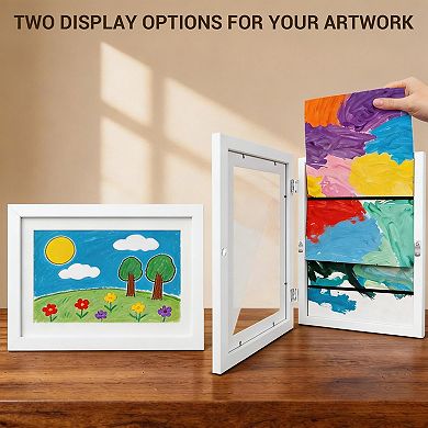 Magnetic Rotate A4 Wooden Picture Frame Set of 3 Multi-Functional Display