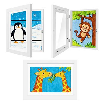 Magnetic Rotate A4 Wooden Picture Frame Set of 3 Multi-Functional Display