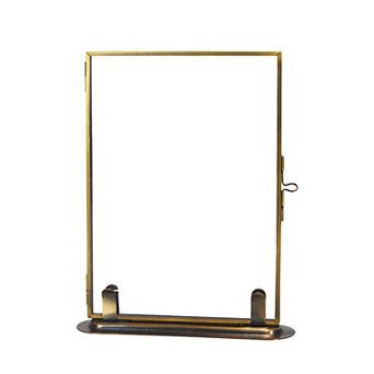 Vintage Brass Floating Photo Frame Double-Layer Glass Solid Brass Base Perfect for Home Décor