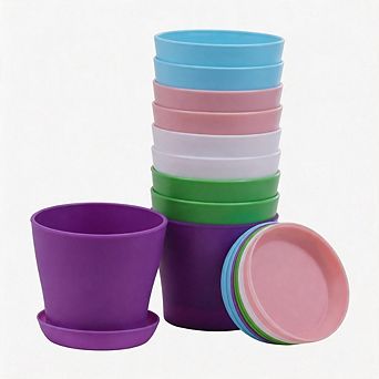 10 Pack Mini Plastic Nursery Plant Pots with Trays