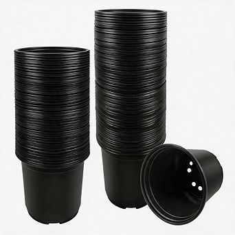 100 Pack 4 Inch Plastic Nursery Pots with Drainage Holes