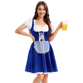 Women's German Oktoberfest Costumes Traditional Bavarian Beer Garden Velvet 1 pc Dirndl Dress
