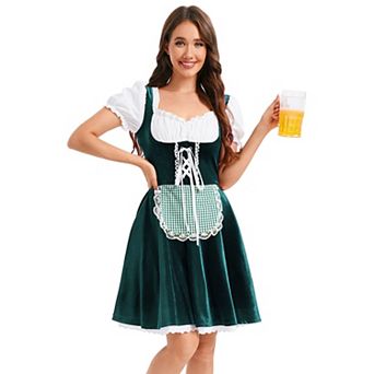 Women's German Oktoberfest Costumes Traditional Bavarian Beer Garden Velvet 1 pc Dirndl Dress