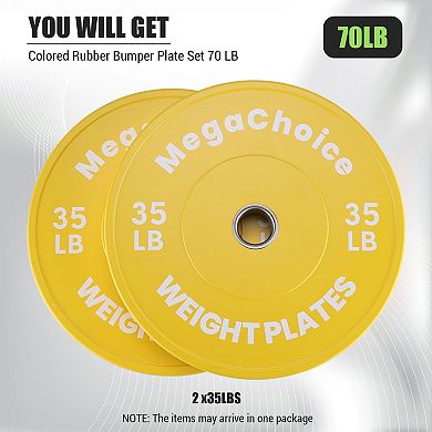 2Pcs 2 Inch Color Bumper Plates, 2Pcs 10/15/25/35/45/55 LBS Rubber Weight Plates