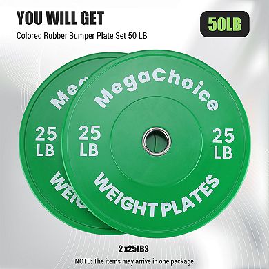 2Pcs 2 Inch Color Bumper Plates, 2Pcs 10/15/25/35/45/55 LBS Rubber Weight Plates
