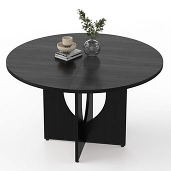 47 Inch Round Dining Table for 4-6, Kitchen Dining Table with Sturdy Pedestal Base, for Dining Room