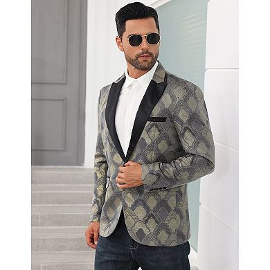 Men's Shawl Lapel One-Button Blazer, Long Sleeve Open Front Suit Jacket