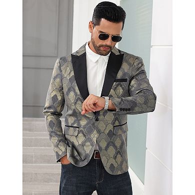 Men's Shawl Lapel One-Button Blazer, Long Sleeve Open Front Suit Jacket