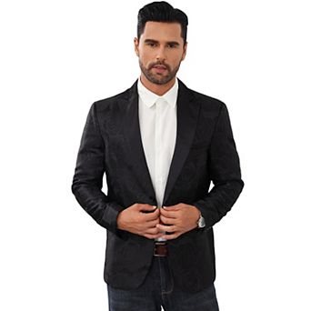 Men's Shawl Lapel One-Button Blazer, Long Sleeve Open Front Suit Jacket